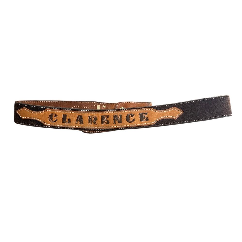Circle Y Vintage Belt Brown Leather and Suede Tooled Clarence Size 38 Western